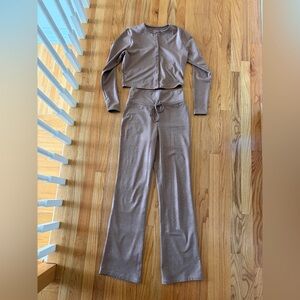 Taupe Knit Two-Piece Lounge Set